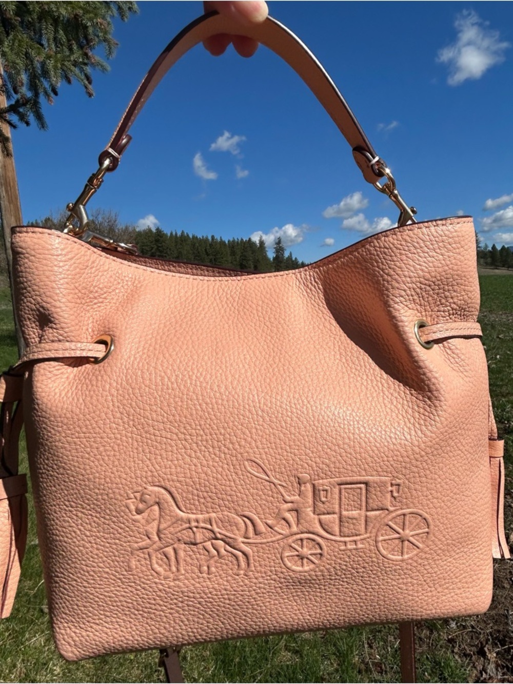 COACH Andy Horse & Carriage Pebble Leather 2Way Crossbody/Satchel - Picture 6 of 16